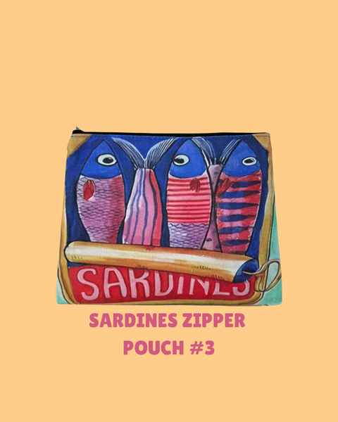 Sardines Zipper Pouch β Fun & Funky Bag for Artists, Snacks or Secrets!
